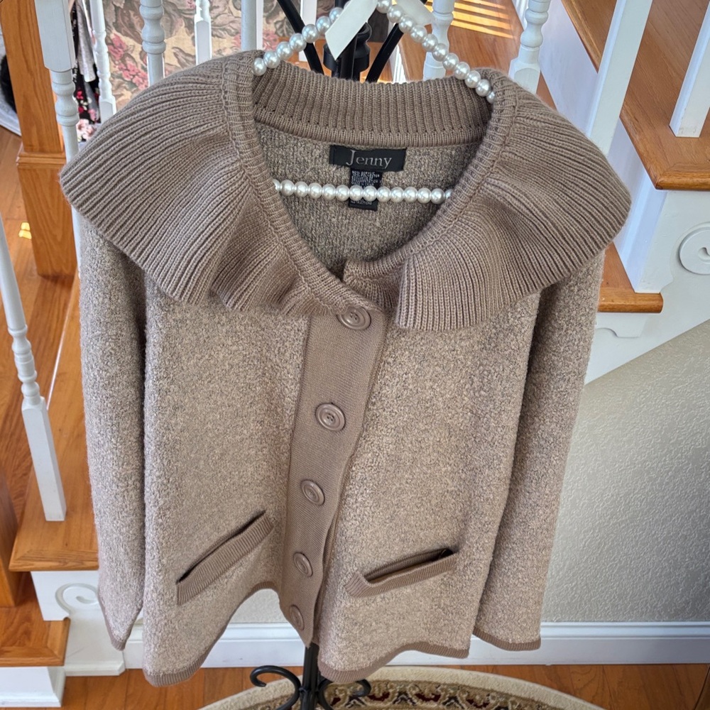 Jenny Women's‎ Taupe Knit Cardigan/Jacket🤎Size Medium - Picture 3 of 10